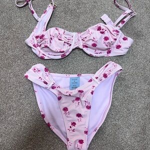 Shade & Shore Pink Floral Two-Piece Bikini